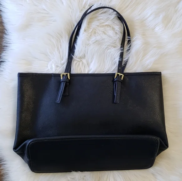 Michael Kors Jet Set Saffiano Black Leather Tote - Picture 3 of 8